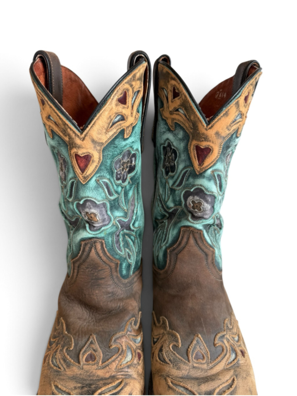 Dan Post Women’s 8.5 Cowboy Boots DP7914 Turquoise Floral Leather Western - Picture 15 of 15